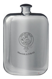MacGillivray Family Crest Design Pocket Hip Flask 6oz Rounded