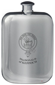 MacDonald of Keppoch Family Crest Design Pocket Hip Flask 6oz