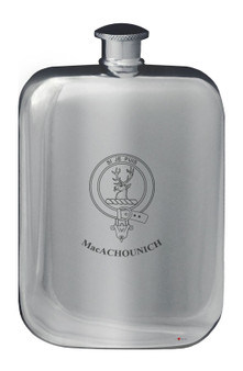 MacAchounich Family Crest Design Pocket Hip Flask 6oz Rounded