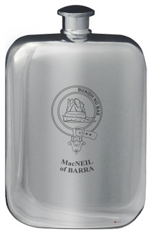 MacNeilofBarra Family Crest Design Pocket Hip Flask 6oz