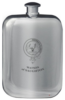 Watson of aughton Family Crest Design Pocket Hip Flask 6oz