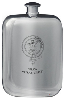 ShawofSauchie Family Crest Design Pocket Hip Flask 6oz Rounded