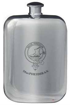 MacPheidiran Family Crest Design Pocket Hip Flask 6oz Rounded