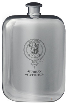 MurrayofAtholl Family Crest Design Pocket Hip Flask 6oz