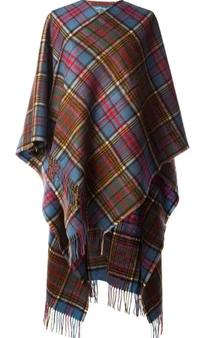 Lambswool Long Cape In Anderson Tartan Design 156 cm Wide