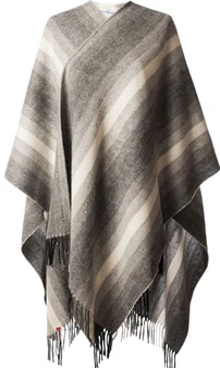 Lambswool Long Cape In Graded Monochrome Tartan Design 156 cm Wide
