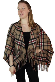 Ladies Mini Lambswool Cape in Thomson Camel Tartan