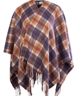 Lambswool Mini Cape In Bannockbane Navy Tartan Design 120cm Wide