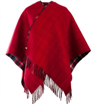 Lambswool Double Faced Mini Cape In Exploded Stewart Royal Design 114cm Wide