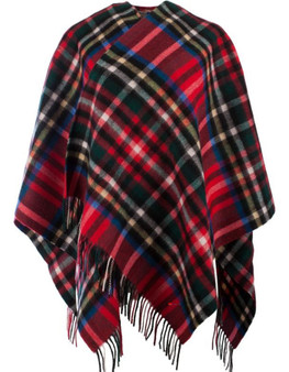 Lambswool Mini Cape In Exploded Stewart Royal Tartan Design 120cm Wide