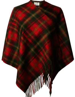 Lambswool Mini Cape In Dark Maple Tartan Design 120cm Wide