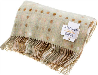 Lambswool Blanket In Natural Multi Spot Check Design 145cm Wide