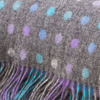 Lambswool Blanket In Grey Pastel Multi Spot Check Design 145cm Wide