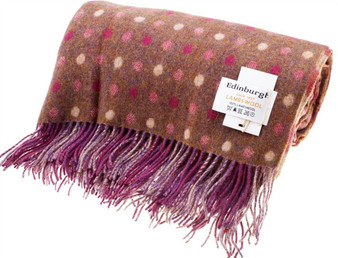 Lambswool Blanket In Grape Multi Spot Check Design 145cm Wide