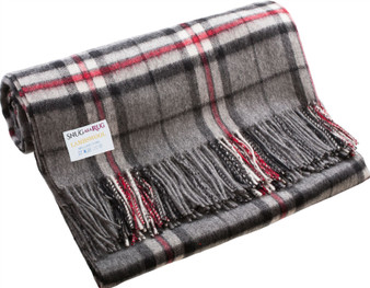 100% Lambswool Throw Blanket Wool Rug in Thomson Grey Tartan Travel Blanket Outdoor Blanket Throw