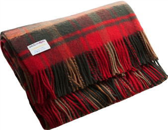 100% Lambswool Throw Blanket Wool Rug in Dark Maple Tartan Travel Blanket Outdoor Blanket Throw