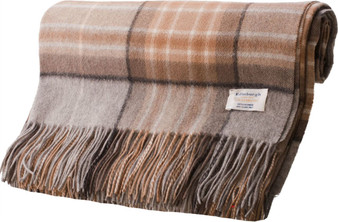 Luxury 100% Cashmere Capra hircus laniger Goat Blanket Throw in MacKellar Natural Tartan