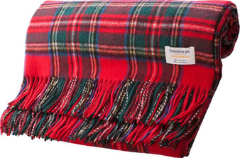 Luxury 100% Cashmere Capra hircus laniger Goat Blanket Throw in Royal Stewart Tartan