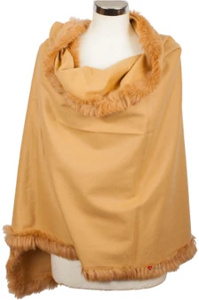 Womens 100% Lambswool Stole with Rabbit Faux Fur Camel Gift from Scotland