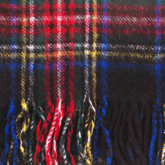 100% Lambswool Scarf Stewart Black Scottish Gift Winter Scotland