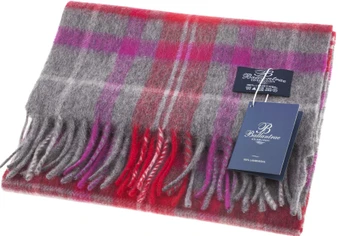 100% Lambswool Scarf Tweed Tartan Bright Red Grey Check  Scottish Gift Winter Scotland