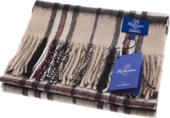 100% Lambswool Scarf Thomson Light Beige Scottish Gift Winter Scotland