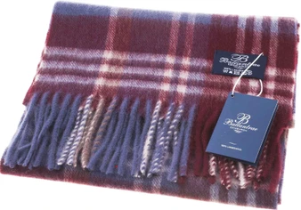 100% Lambswool Scarf Petrol Wine Check Scottish Gift Winter Scotland