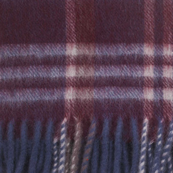 100% Lambswool Scarf Petrol Wine Check Scottish Gift Winter Scotland