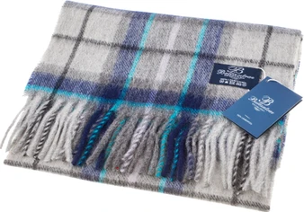 100% Lambswool Scarf Tweed Tartan Dover Grey Check Scottish Gift Winter Scotland