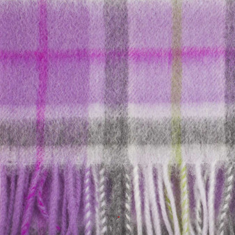 100% Lambswool Scarf Light Purple Check Scottish Gift Winter Scotland