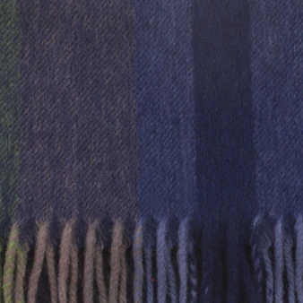 100% Lambswool Scarf Navy Lime Graded Stripe Scottish Gift Winter Scotland