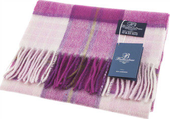 100% Lambswool Scarf Pink Check Scottish Gift Winter Scotland
