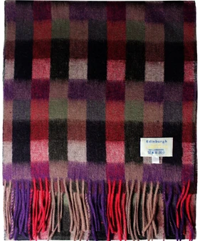 Scarf 100% Lambswool Edinburgh Brand 1436 in Red Blue and Grey Check