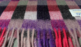 Scarf 100% Lambswool Edinburgh Brand 1436 in Red Blue and Grey Check