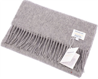 Unisex Lambswool Scarf In Marble Grey Tartan Design 30cm Wide