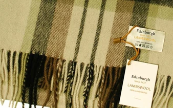 Scarf 100% Lambswool Edinburgh Brand 1436 in MacDuff Natural Tartan