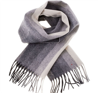 Unisex Lambswool Scarf In Graded Monochrome Tartan Design 30cm Wide