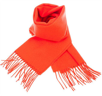 Unisex Lambswool Scarf In Red SSG (Orange) Tartan Design 30cm Wide