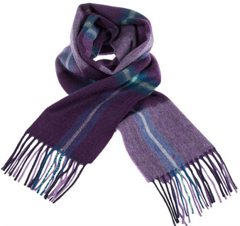 Unisex Lambswool Scarf In Elle Check Heather Design 30cm Wide