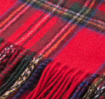 Unisex Lambswool Scarf In Stewart Royal Tartan Design 30cm Wide