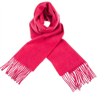 Unisex Lambswool Scarf In Violet Pink Tartan Design 30cm Wide
