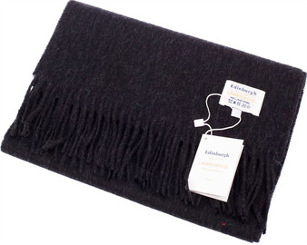 Unisex Lambswool Scarf In Charcoal Black Tartan Design 30cm Wide