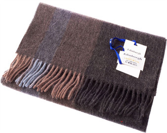 Unisex Lambswool Scarf In Muted Grey Left Check Design 30cm Wide