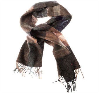 Unisex Lambswool Scarf In Muted Grey Left Check Design 30cm Wide