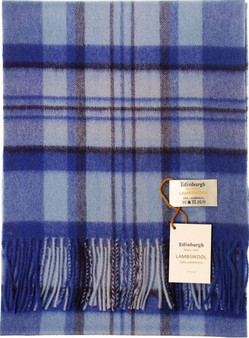 Scarf 100% Lambswool Edinburgh Brand 1436 in Sky Blue Check