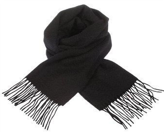 Unisex Lambswool Scarf in Black Design 30cm Wide