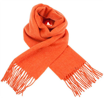Unisex Lambswool Scarf In Mandarin Tartan Design 30cm Wide