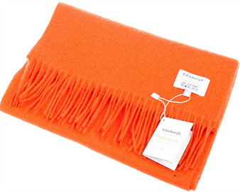 Unisex Lambswool Scarf In Red (Orange) Tartan Design 30cm Wide