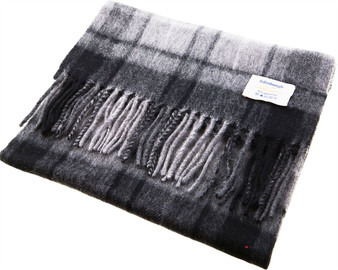 Unisex Lambswool Scarf In Buchanan Grey Tartan Design 30cm Wide