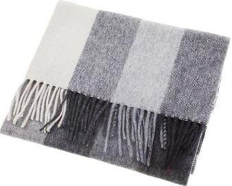 Unisex Lambswool Scarf In Monochrome Block Check Design 30cm Wide